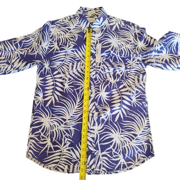 NWT J.Crew Secret Wash Slim Men's Stretch Casual Shirt Blue Botanical Size M - Picture 4 of 9